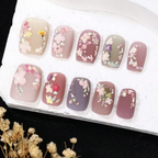 Premium Flower Nail Art Press-On Set – Nude Pink | Reusable & Durable
