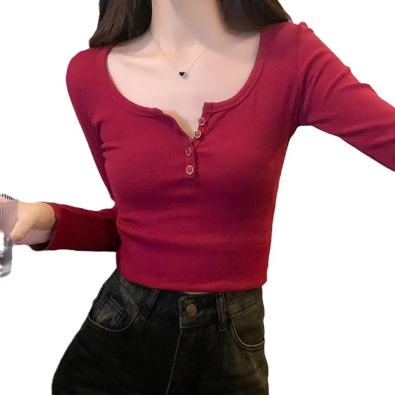 Chic Ribbed Button Front Crop Top for Women | Slim Fit Casual Tee