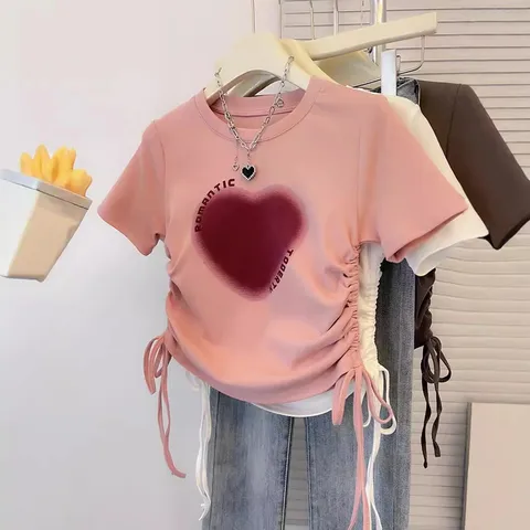 Trendy Cute Heart Graphic T-Shirt for Women