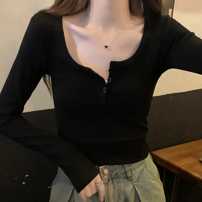 Chic Ribbed Button Front Crop Top for Women | Slim Fit Casual Tee