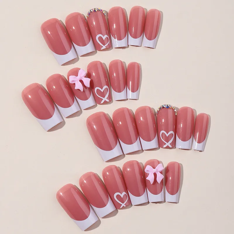 Premium Pink Press-On Nails | Reusable Nail Art Set