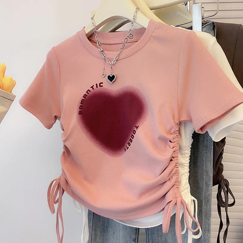 Trendy Cute Heart Graphic T-Shirt for Women