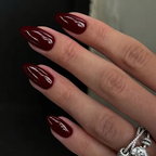 Luxury Burgundy Press-On Nails – Glossy Almond Shape | Reusable Fake Nails Set