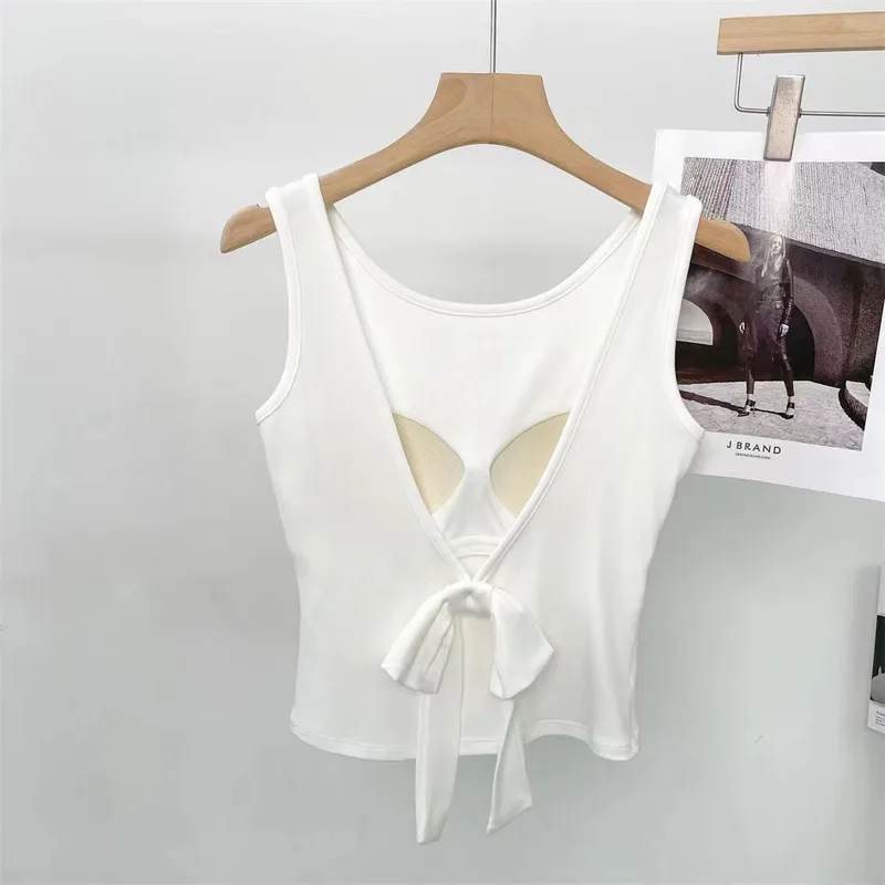 Chic Back Bow Sleeveless Top – Soft Girl Aesthetic Slim Fit Tank